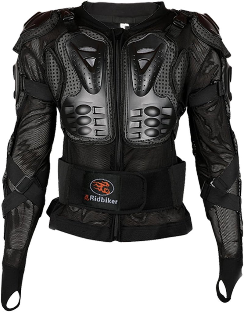 RIDBIKER درع كامل لجسم دراجة نارية من ريدبايكر مع سترة سباق قابلة للإزالة - 3XL، أسود - Image 1