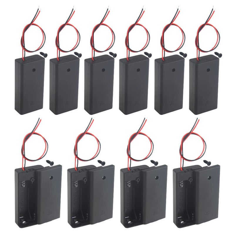 حامل بطارية AA من WMYCONGCONG 10 قطع مع مفتاح تشغيل وإيقاف 2X 15V صندوق تخزين بطارية AA مع أسلاك وموصل تشغيل وإيقاف