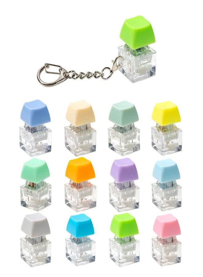 mintcaps Keyboard Fidget Toy - 12PCS Fidget Keyboard Keychain Keyboard Clicker Fidget Toy Stress Relief Party Favor (YELLOW) - Image 1