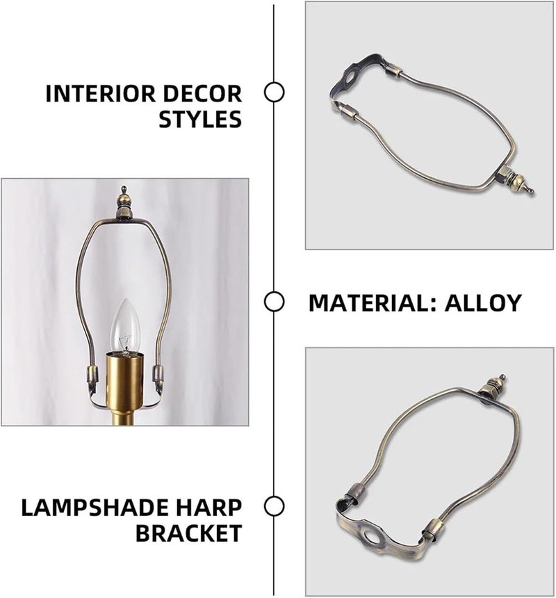 4pcs Harp Bracket Lamp Shade Holder Durable Metal Support for Table Floor Lamps, Replacement Parts, Repair Kit, Lighting(Golden) - Image 3