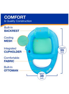 SwimWays SwimWays Spring Float Premium Recliner Pool Lounger for Swimming Pool, Inflatable Pool Floats Adult with Fast Inflation for Ages 15 & Up, Sky Blue  - Image 3
