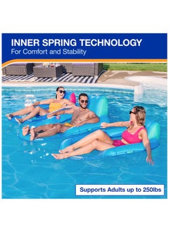 SwimWays SwimWays Spring Float Premium Recliner Pool Lounger for Swimming Pool, Inflatable Pool Floats Adult with Fast Inflation for Ages 15 & Up, Sky Blue  - Image 4