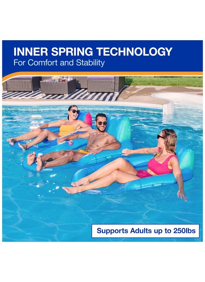 SwimWays - SwimWays Spring Float Premium Recliner Pool Lounger for Swimming Pool, Inflatable Pool Floats Adult with Fast Inflation for Ages 15 & Up, Sky Blue - Image 1