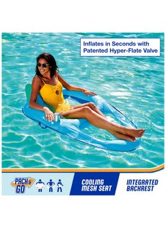 SwimWays SwimWays Spring Float Premium Recliner Pool Lounger for Swimming Pool, Inflatable Pool Floats Adult with Fast Inflation for Ages 15 & Up, Sky Blue  - Image 2