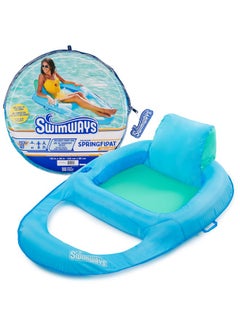 SwimWays SwimWays Spring Float Premium Recliner Pool Lounger for Swimming Pool, Inflatable Pool Floats Adult with Fast Inflation for Ages 15 & Up, Sky Blue  - Image 1