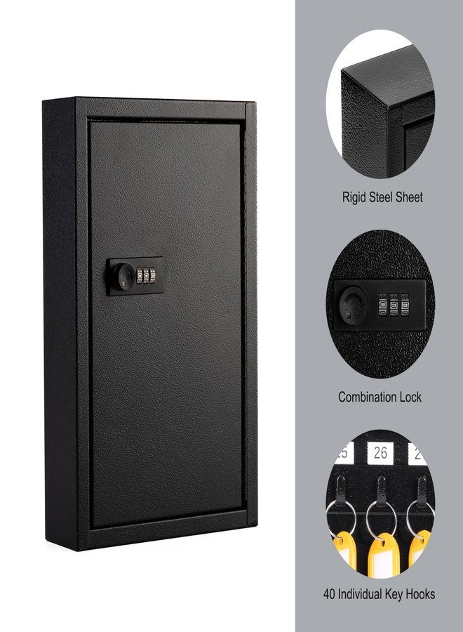 Sumerfnt Key Box Wall Mount with Code, Key Cabinet Lock Box for 40 Keys, Metal Key Storage Box with Key Tags and Number Stickers, 12.1"x 8.1" x 2.6" - Image 3