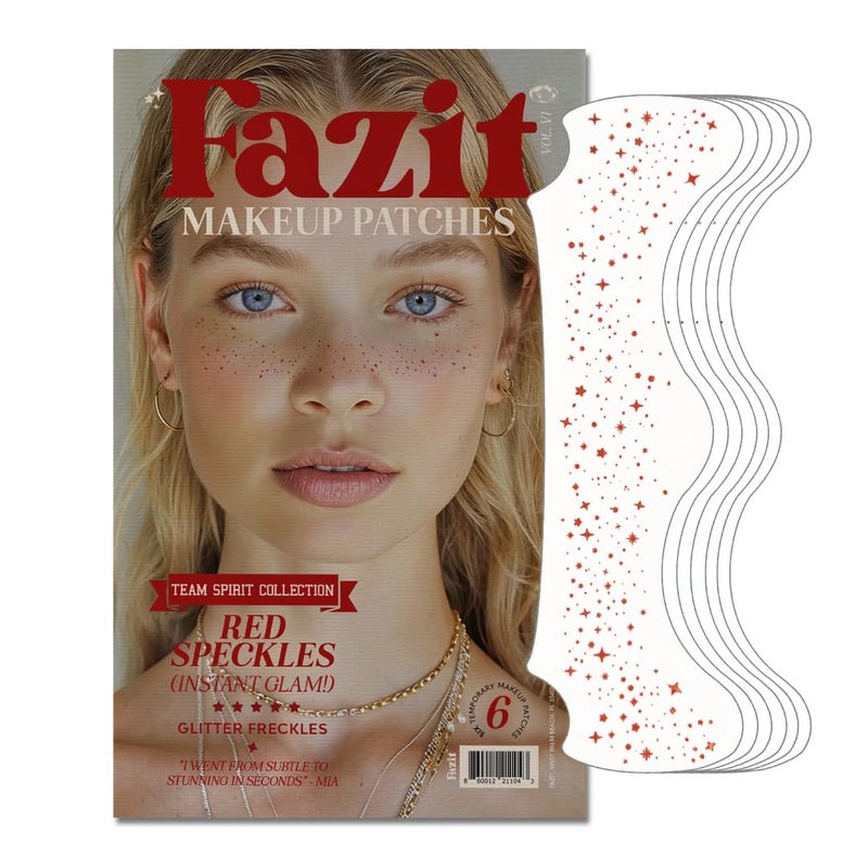 Fazit Makeup Patches - Red Speckles - Glow Up Make-Up Patches - Cute Glitter Makeup Accessories for Women - Cosmetic Glitter for Face - Image 1