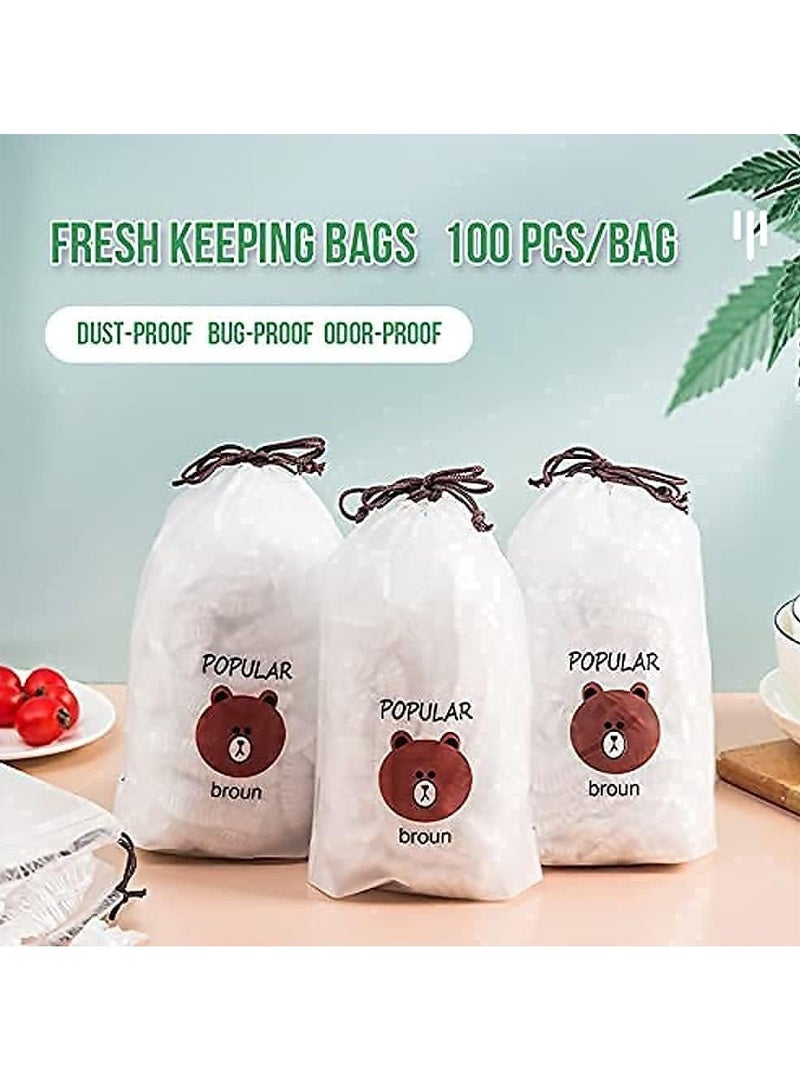 Plastic Wrap for Food Airtight Bag Universal Kitchen Packaging Airtight Fresh Preservation ，Reusable Elastic Adjustable Bowl Lid, Bowl Storage for Leftovers And Meal Preparation (300pc)