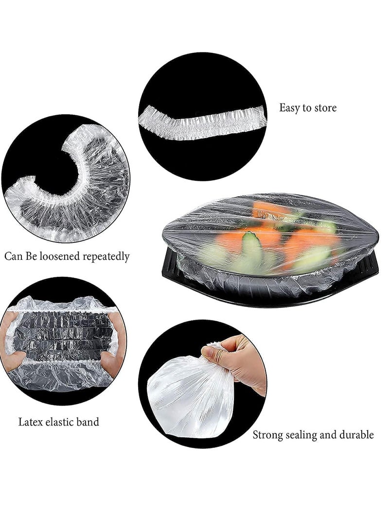 Plastic Wrap for Food Airtight Bag Universal Kitchen Packaging Airtight Fresh Preservation ，Reusable Elastic Adjustable Bowl Lid, Bowl Storage for Leftovers And Meal Preparation (300pc)