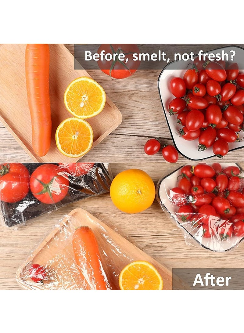 Plastic Wrap for Food Airtight Bag Universal Kitchen Packaging Airtight Fresh Preservation ，Reusable Elastic Adjustable Bowl Lid, Bowl Storage for Leftovers And Meal Preparation (300pc)