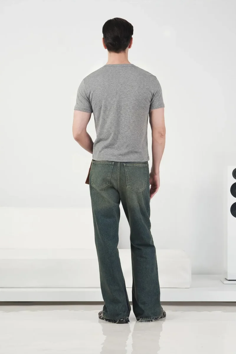 Giesto Grey GIESTO Slim Fit Crew Neck Buttoned T-Shirt for Men | Best Price UAE
