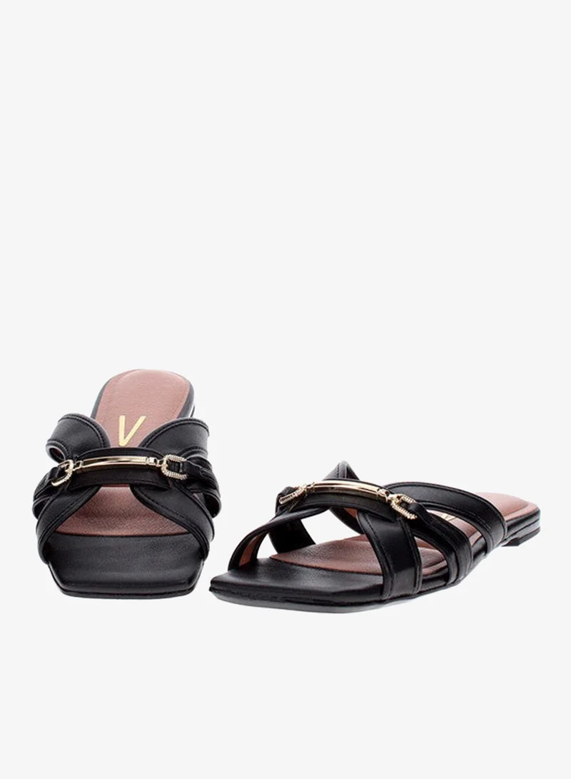VIZZANO Black Flat Sandals for Women – Stylish Ladies Flat Sandals & Comfortable Flat Slippers for Women | Best Price UAE