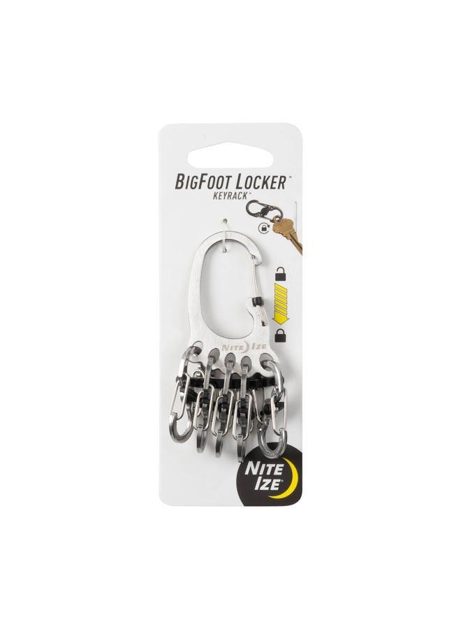 NITE IZE Klkbf-11-R6 Bigfoot Locker Keyrack, Carabiner Chain With 5 Stainless Steel Locking S-Biner Toes To Hold Keys Separately + Securely, 1, Silver - Image 1