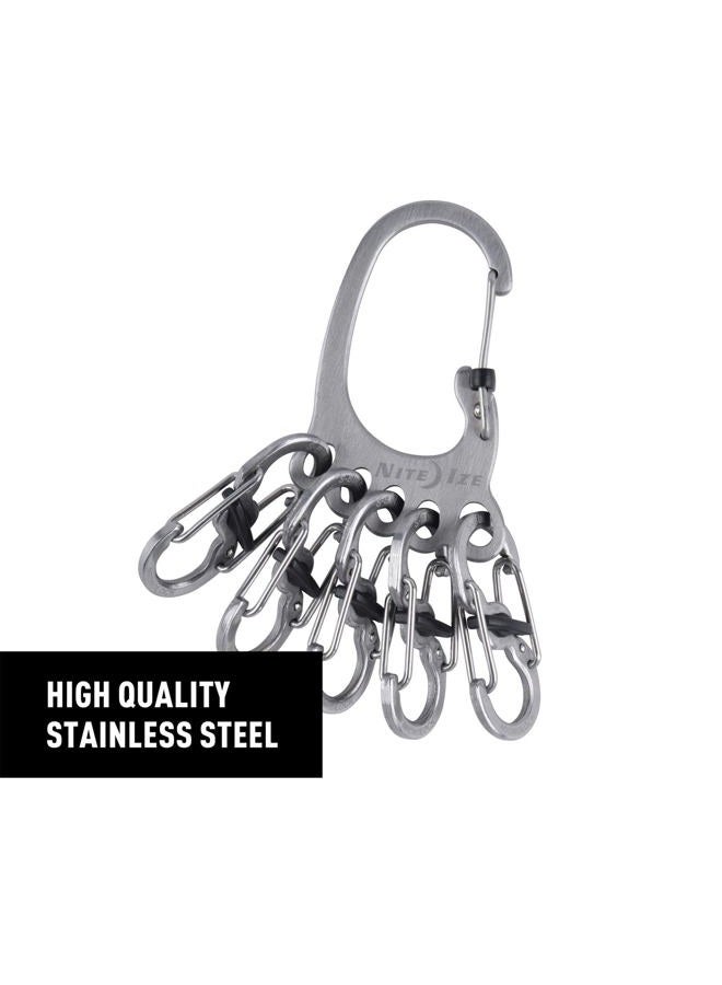NITE IZE Klkbf-11-R6 Bigfoot Locker Keyrack, Carabiner Chain With 5 Stainless Steel Locking S-Biner Toes To Hold Keys Separately + Securely, 1, Silver - Image 2