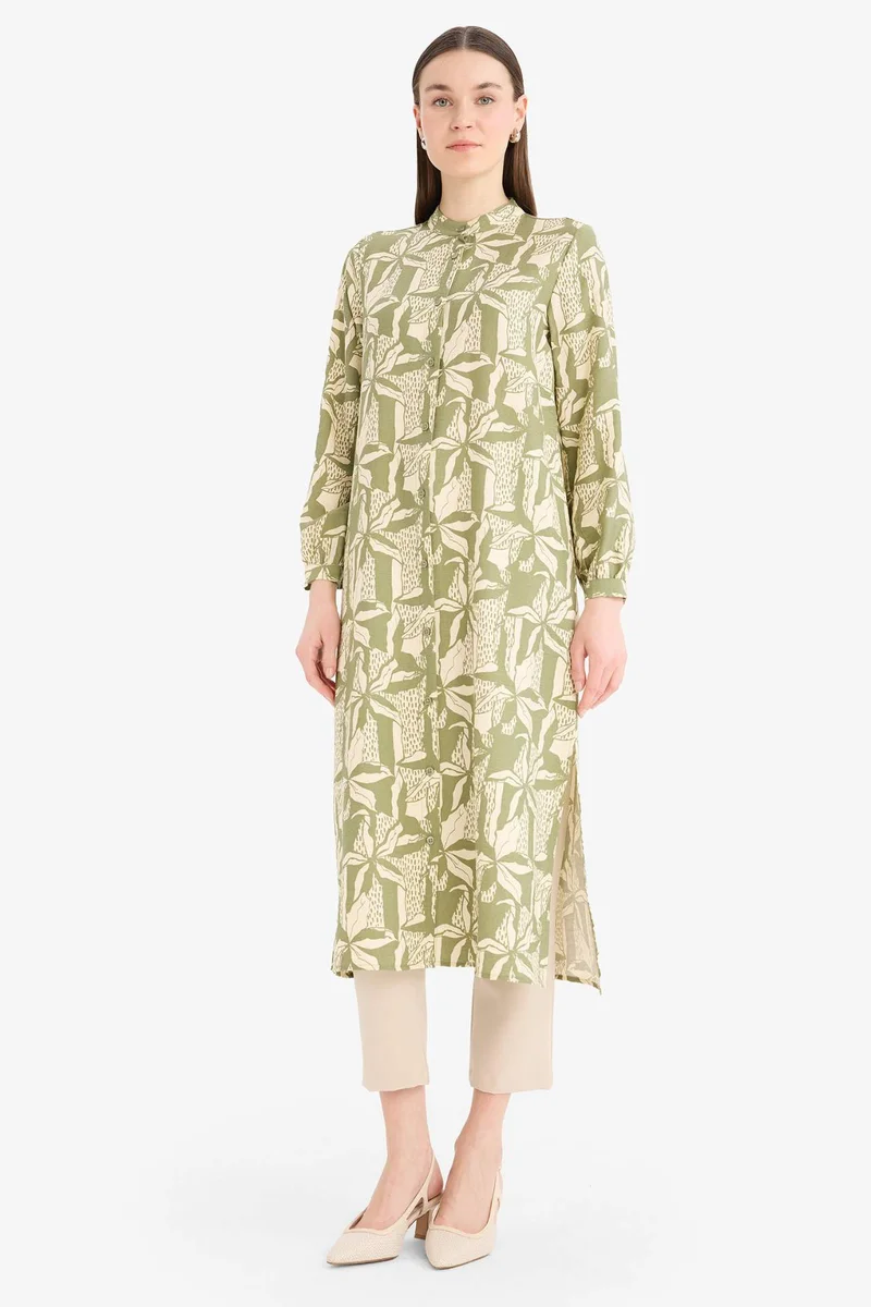 ديفاكتو Regular Fit Printed Long Sleeve Tunic