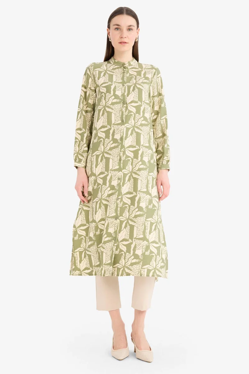 ديفاكتو Regular Fit Printed Long Sleeve Tunic
