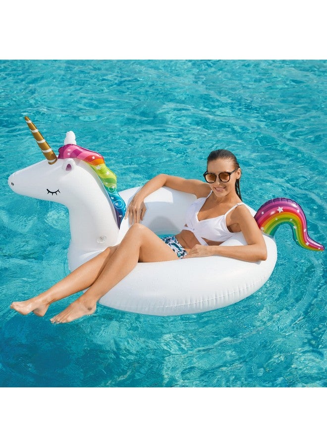 Jasonwell Inflatable Unicorn Flamingo Pool Floats - Jasonwell 2 Pack Pool Floaties Inflatables Rafts for Swimming Pool Tubes for Floating Lake Beach Floaty Swim Rings Pool Party Toys for Adults Kids - Image 3