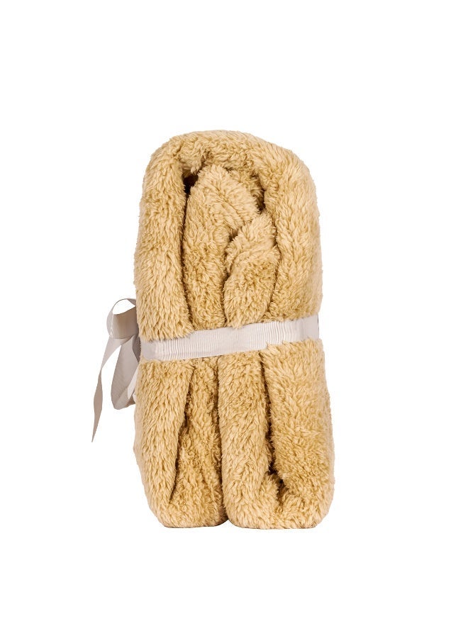 Elega Decor Sherpa Blanket – Single (150x200 cm) – Beige Ultra-Soft Sherpa Fleece, All-Season Comfort - Image 2
