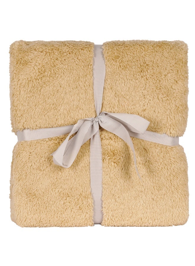 Elega Decor Sherpa Blanket – Single (150x200 cm) – Beige Ultra-Soft Sherpa Fleece, All-Season Comfort - Image 4