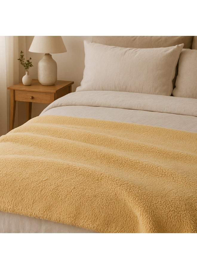 Elega Decor Sherpa Blanket – Single (150x200 cm) – Beige Ultra-Soft Sherpa Fleece, All-Season Comfort - Image 1
