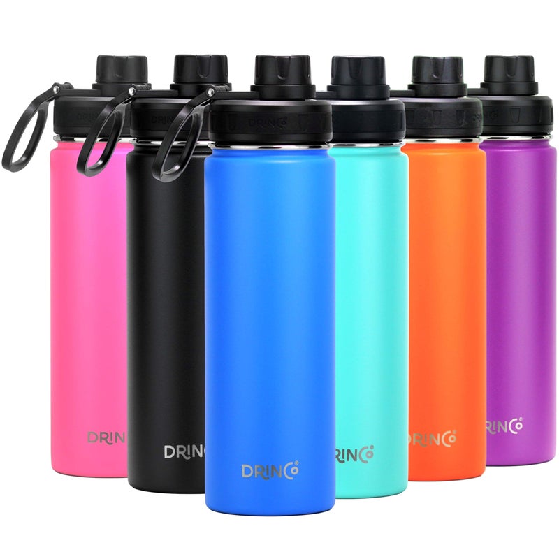 DRINCO Stainless Steel Water Bottle Spout Lid Vacuum Insulated Double Wall Water Bottle Wide Mouth 40oz 32oz 22oz 18oz 14oz Leak Proof Keeps Cold or Hot 22 oz 22oz Royal Blue