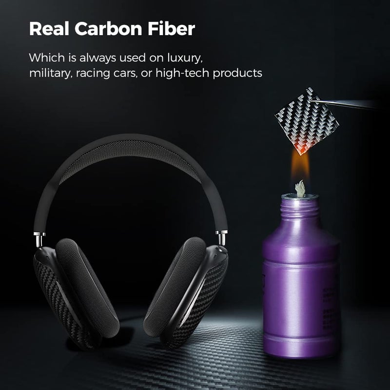 MONOCARBON Real Carbon Fiber Case for Airpods Max,Military Grade Protective Hard Cover for 2024 New and Old Apple Airpods Max Headphone from Daily Scratch,High-End Luxury Essential Accessories - Image 3