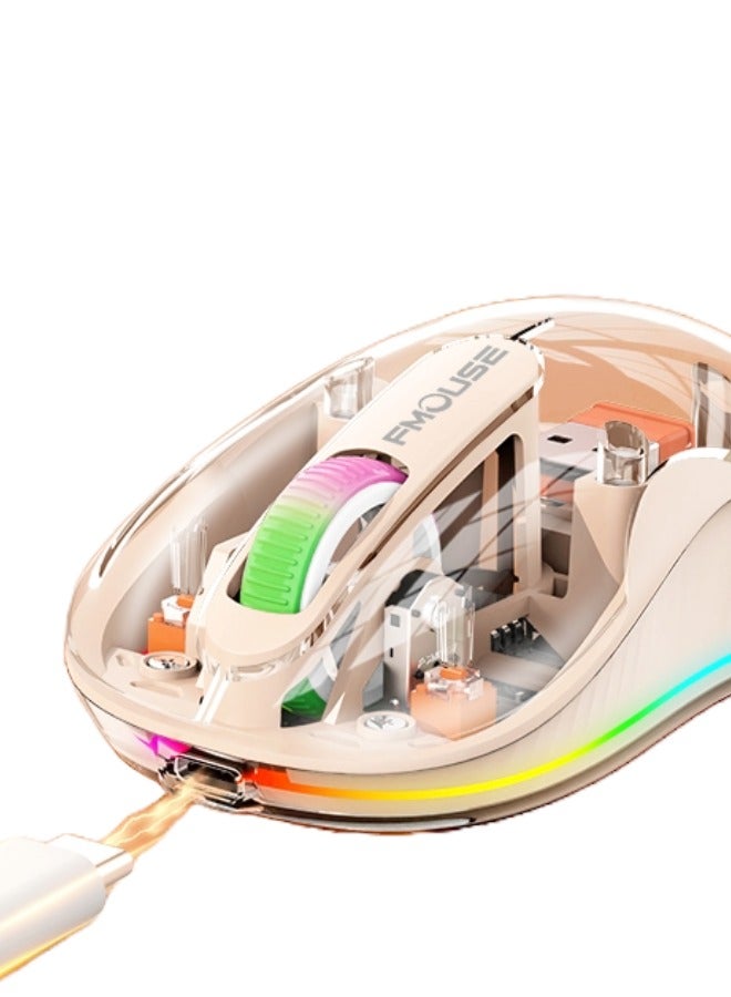 Nexahive Transparent Wireless Mouse M333, Silent Design, Type C Charging Port, USB, 10m Distance, BT5.1, 2.4GHz/BT1/BT2 with two receivers, 5V 500mA,800 DPI/1200 DPI/1600 DPI/2400 DPI, RGB lights - Image 1