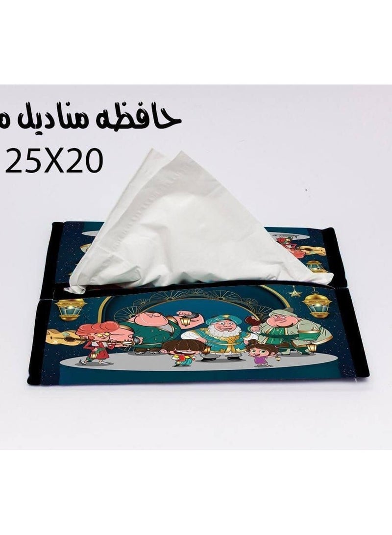 علبه مناديل اشكال رمضان الخامه جلد مقاس 20*25  غطاء علبة مناديل قماشي - Image 1