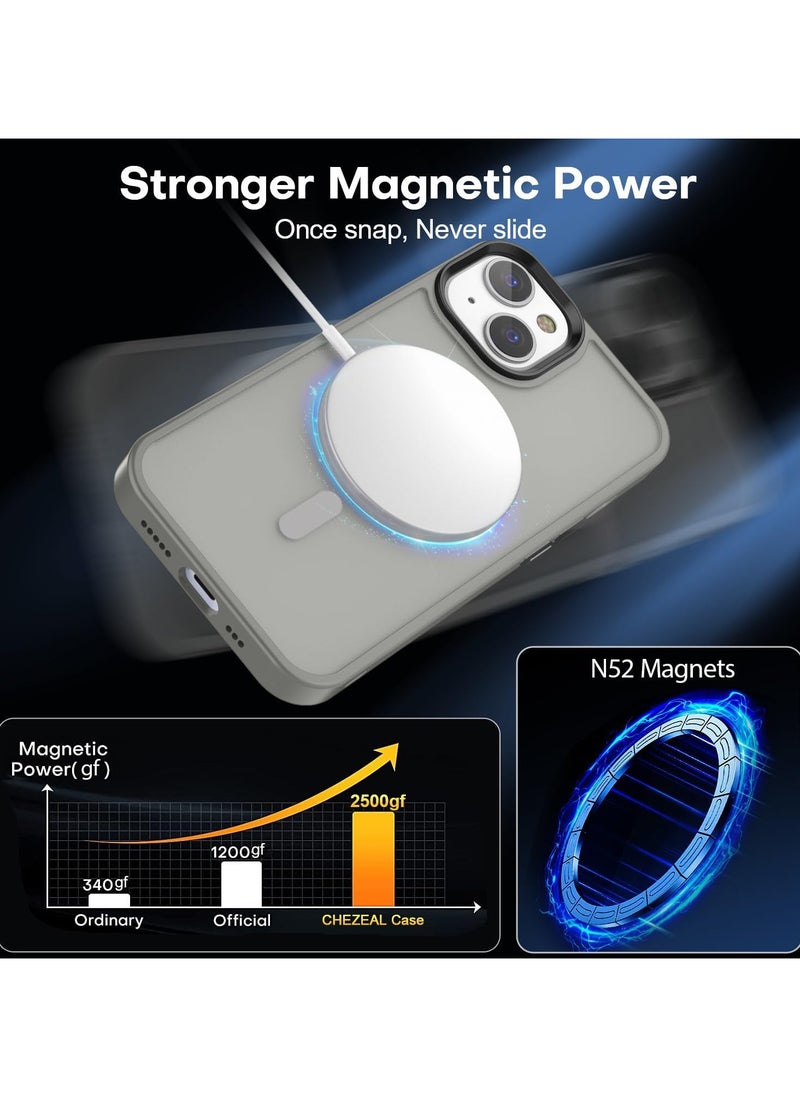 Generic - Magnetic Case For iPhone 15 Case Compatible with MagSafe Military Grade Protection Shockproof Translucent Matte Case Anti Scratch Shockproof Phone Case (Titanium) - Image 1