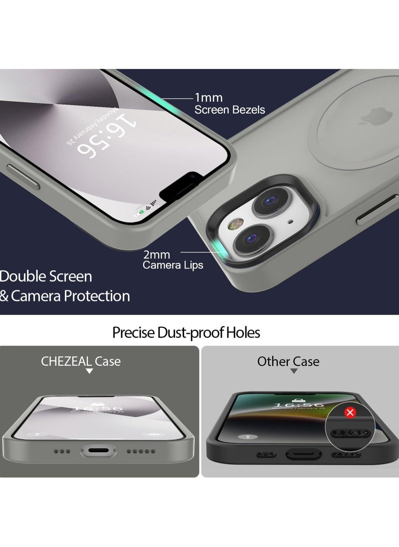 Generic - Magnetic Case For iPhone 15 Case Compatible with MagSafe Military Grade Protection Shockproof Translucent Matte Case Anti Scratch Shockproof Phone Case (Titanium) - Image 1