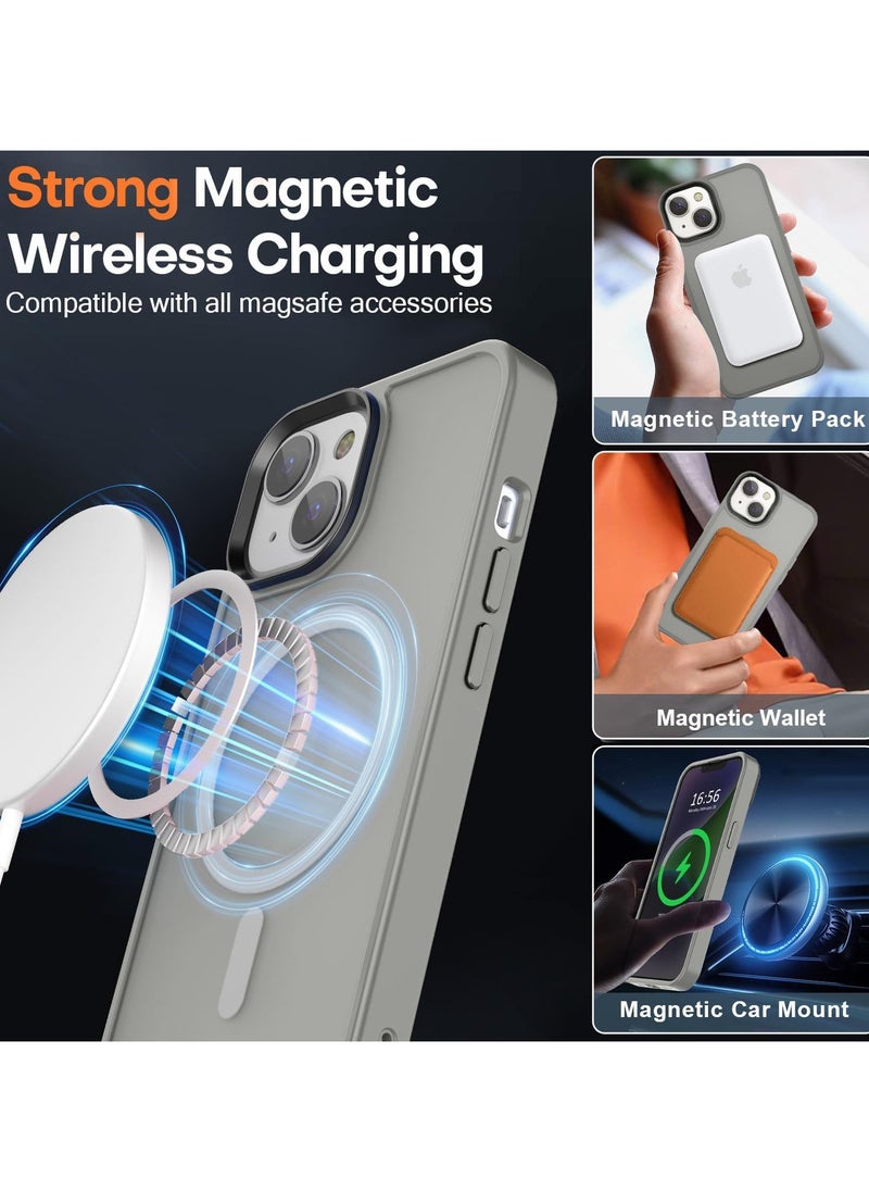 Generic - Magnetic Case For iPhone 15 Case Compatible with MagSafe Military Grade Protection Shockproof Translucent Matte Case Anti Scratch Shockproof Phone Case (Titanium) - Image 1