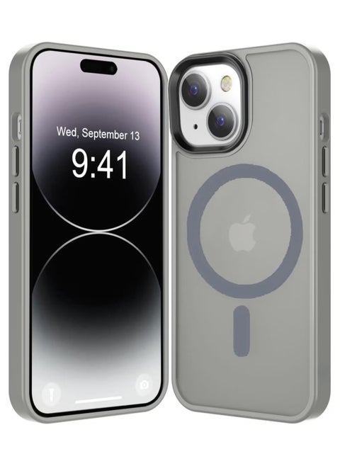 Magnetic Case For iPhone 15 Case Compatible with MagSafe Military Grade Protection Shockproof Translucent Matte Case Anti Scratch Shockproof Phone Case (Titanium)