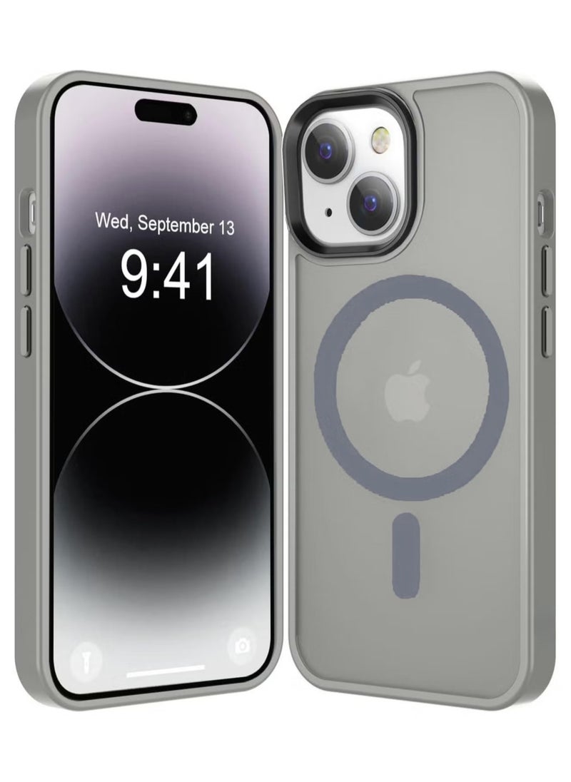 Generic - Magnetic Case For iPhone 15 Case Compatible with MagSafe Military Grade Protection Shockproof Translucent Matte Case Anti Scratch Shockproof Phone Case (Titanium) - Image 1