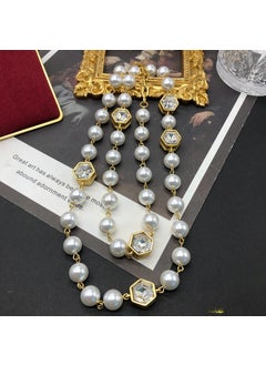 Vintage Court Gold-Plated Faceted Glass Pendant Necklace FM408 White Short Necklace