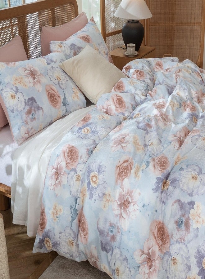 BUPIRD Queen Floral Comforter Set Soft Cute Floral Bedding Comforter Sets Garden Style Flower Print Botanical Flowers Comforter Set for All Seasons 1 Comforter and 1 Pillowcases - Image 4