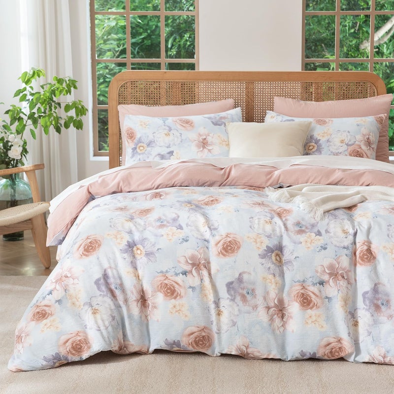 BUPIRD Queen Floral Comforter Set Soft Cute Floral Bedding Comforter Sets Garden Style Flower Print Botanical Flowers Comforter Set for All Seasons 1 Comforter and 1 Pillowcases - Image 1