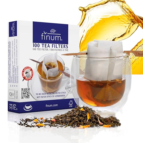 finum® 100 TEA FILTERS + Stick Tea Bags For Loose Tea Made Of Paper Biodegradable Tea Filter Paper FSC Certified Filter Bags For Cups - Image 1