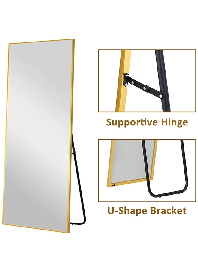 Full Length Mirror Dressing Mirror with Standing Holder 155x45 Cm Large Rectangle Bedroom Floor Mirror Standing Mirror Wall-Mounted Mirror Gold