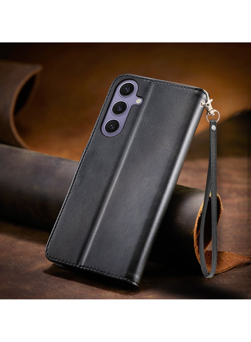 ICARLUS For Samsung Galaxy A56/A36 5G Case PU Leather Calf Texture Phone Cover - Black - Image 2