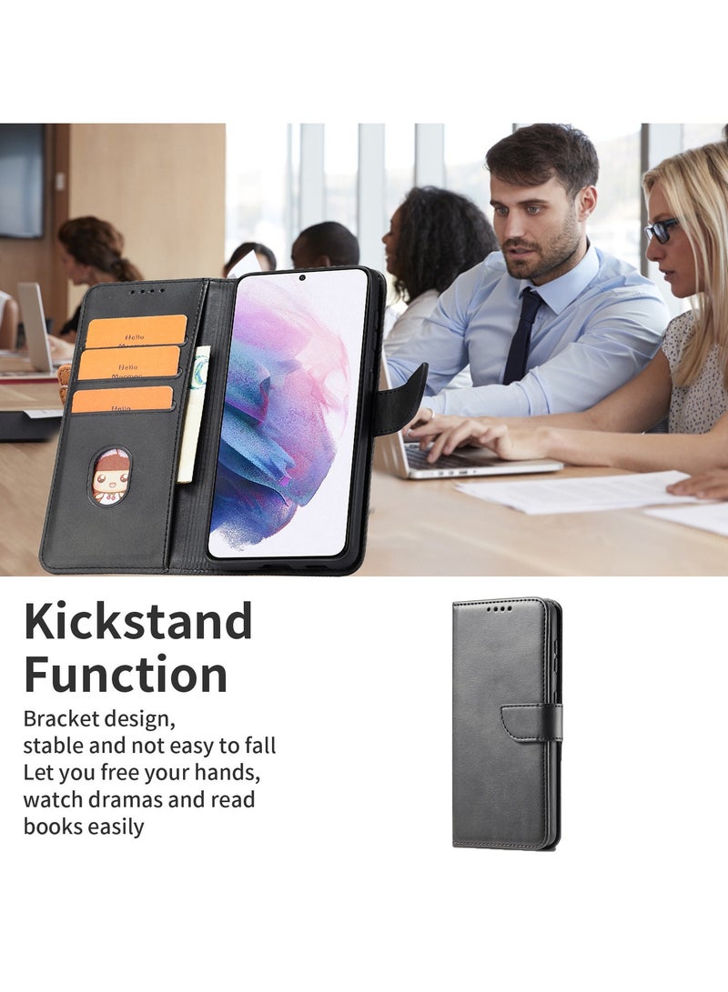 ICARLUS For Samsung Galaxy A56/A36 5G Case PU Leather Calf Texture Phone Cover - Black - Image 3