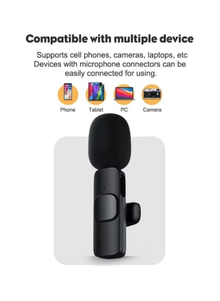 Generic - 2.4GHz 2 in 1 K8 Wireless Microphone, Digital Mini Portable Recording Clip Mic with Receiver for All Type-C Lightning Mobile Phones Camera Laptop for Blogging YouTube Online Class - Image 1