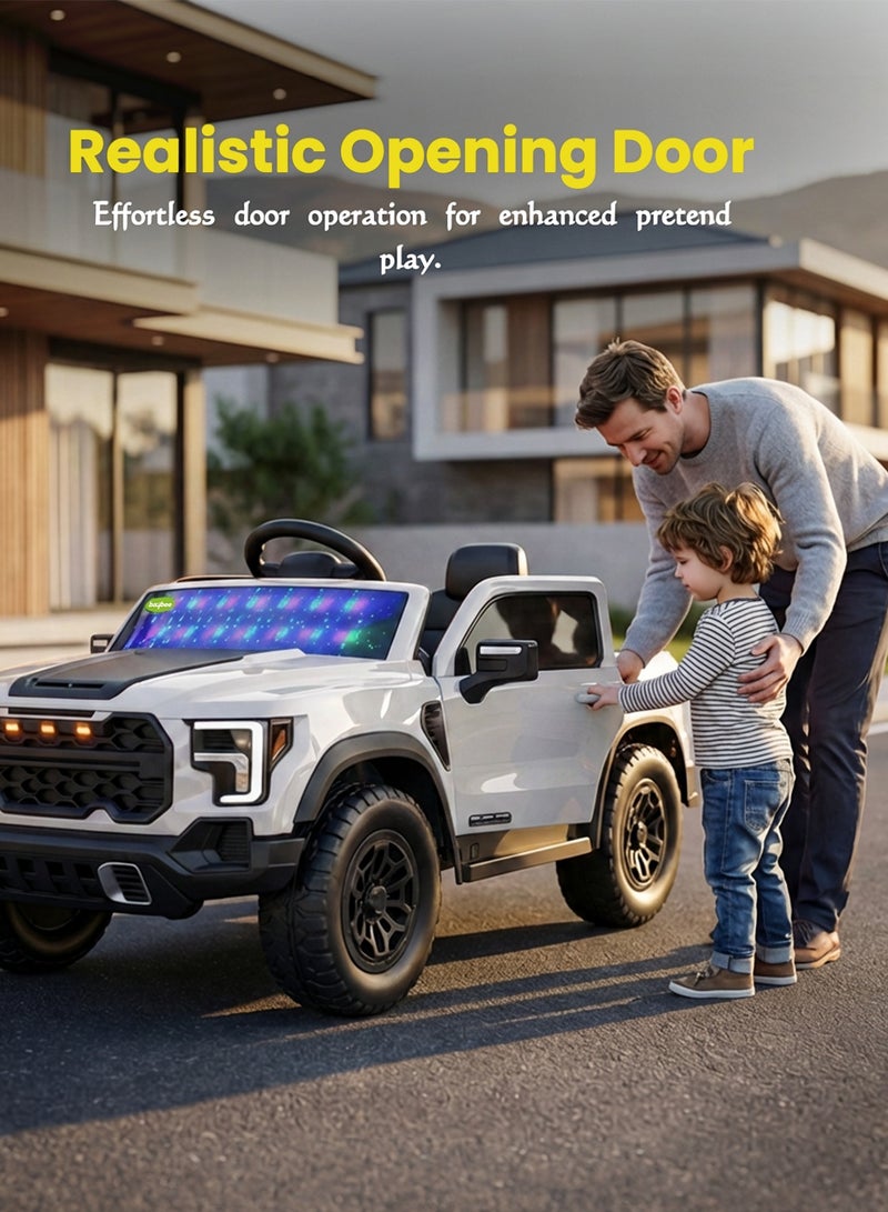 BAYBEE Raptor Childrens Electric Ride on Jeep for Kids, Baby Ride on Toy Childrens Battery Operated Car with Led Light & Music | Battery Car for Kids | Childrens Electric Ride on Car for Kids 2 to 6 Years Boy Girl White - Image 4
