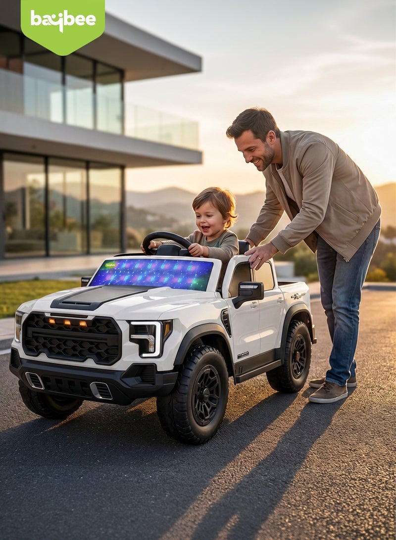 BAYBEE Raptor Childrens Electric Ride on Jeep for Kids, Baby Ride on Toy Childrens Battery Operated Car with Led Light & Music | Battery Car for Kids | Childrens Electric Ride on Car for Kids 2 to 6 Years Boy Girl White - Image 1