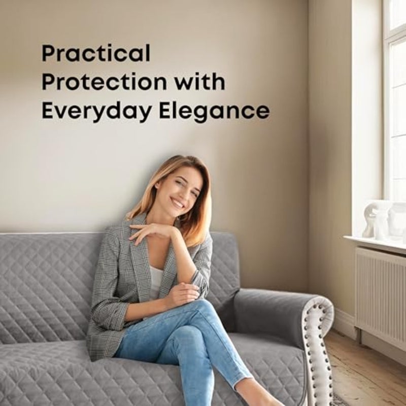 Waterproof Sofa Mat 3+1+1 Set 3-Seater 180×180 cm and 1-Seater (60×130 cm) Durable, Water-Resistant Protection for Home Furniture Gray - Image 4