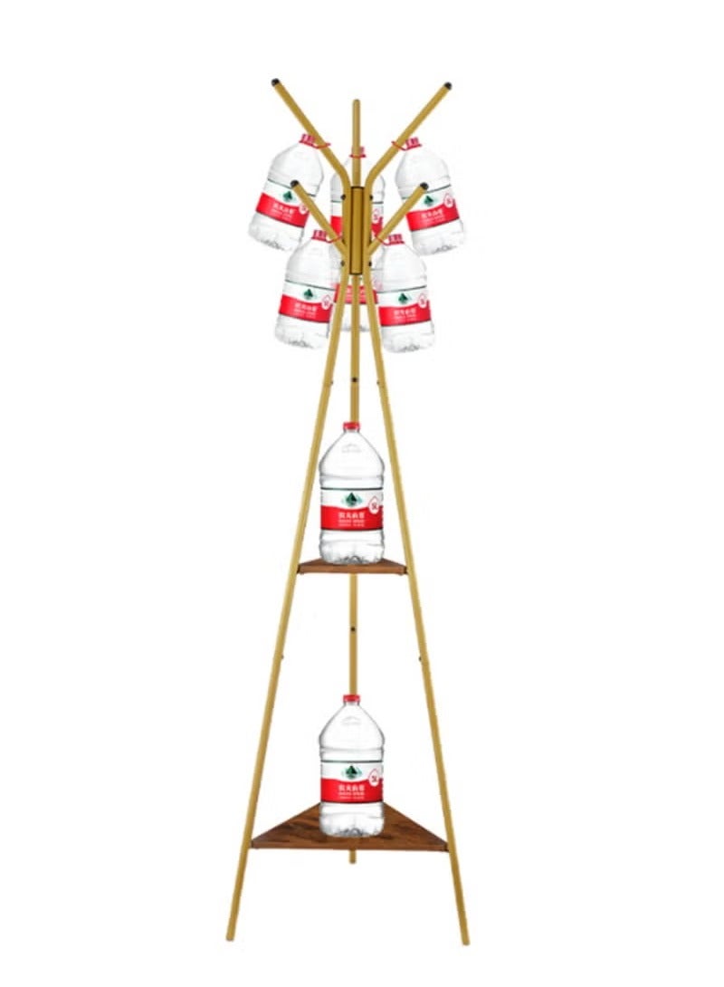 Arabest Coat Rack Stand, Standing Coat Rack, Hall Tree Freestanding Easy Assembly, Metal Hat Hanger for Entryway, Hallway, Bedroom, Office with 2 Shelves - -Gold - Image 4