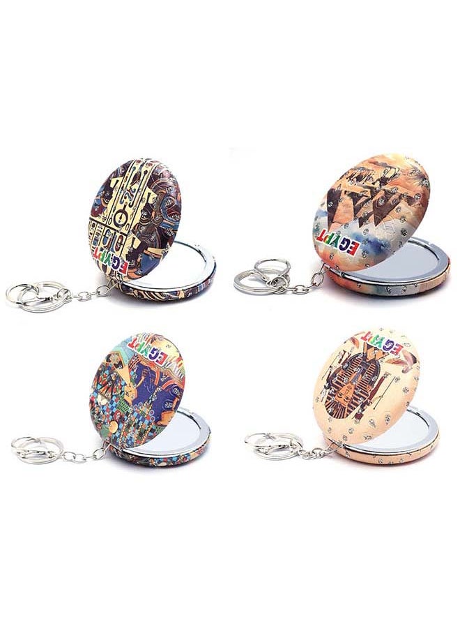 immatgar 4 pieces of  immatgar pharaonic pocket makeup with keyring mirror ancient Egyptian souvenirs gifts for women and mother birthday from Egypt (Multicolor - Diverse shapes)  - Image 1