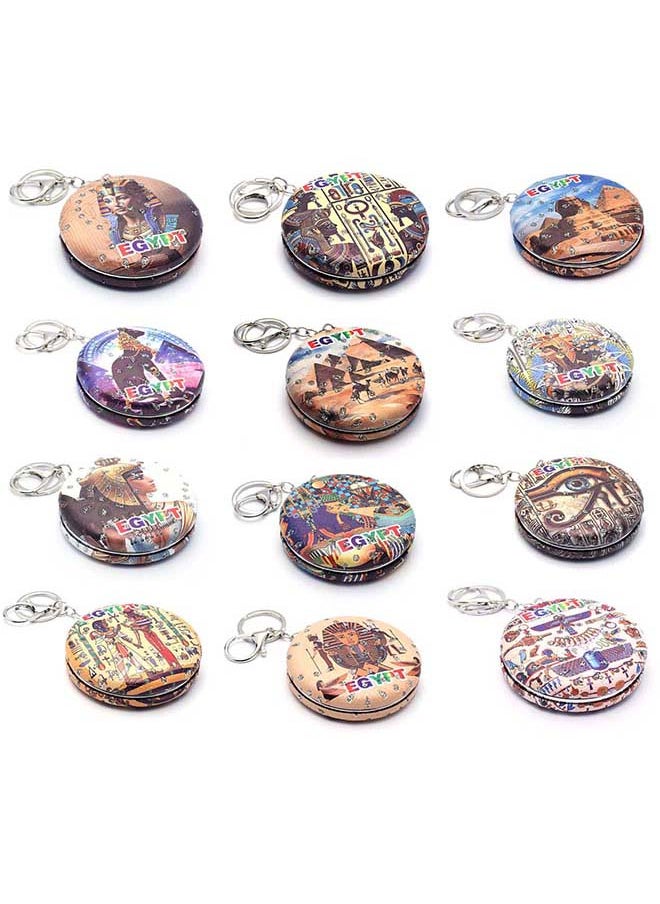 immatgar 4 pieces of  immatgar pharaonic pocket makeup with keyring mirror ancient Egyptian souvenirs gifts for women and mother birthday from Egypt (Multicolor - Diverse shapes)  - Image 3
