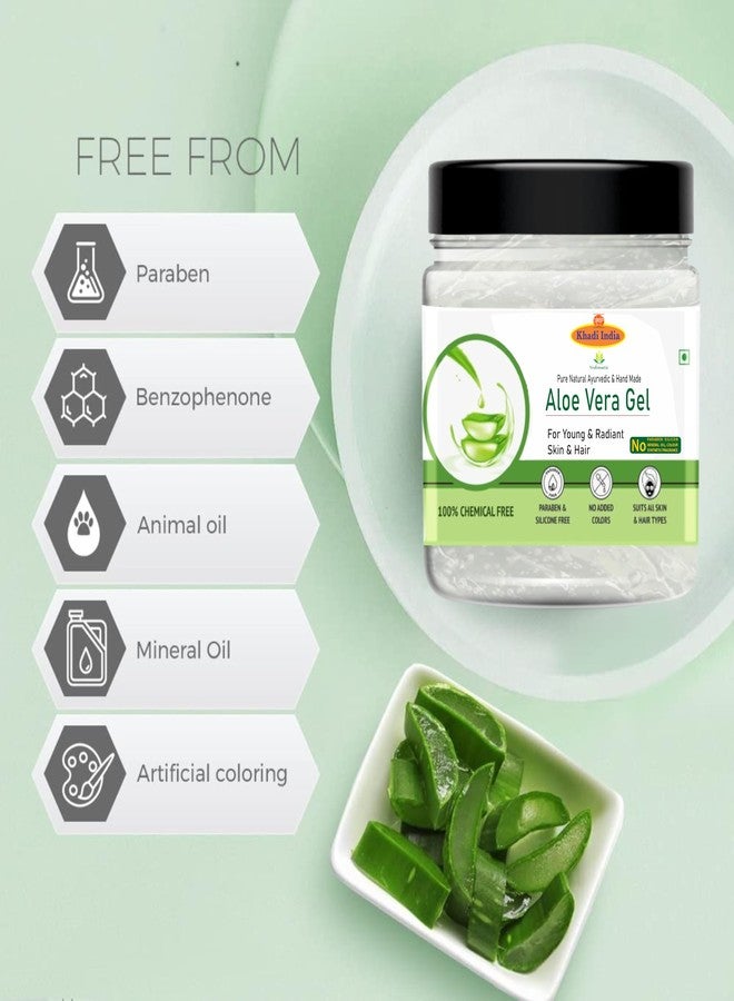 Khadi 100% Pure & Natural Aloe Vera Skin & Hair Gel, 100% Herbal, 400g, with Vitamin E & Natural Emollients, Paraben Free 400gm With Vit B3, E And Pro-Vit B5 - Image 2