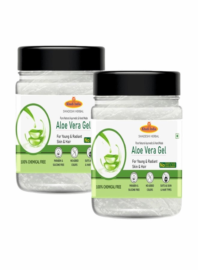 Khadi 100% Pure & Natural Aloe Vera Skin & Hair Gel, 100% Herbal, 400g, with Vitamin E & Natural Emollients, Paraben Free 400gm With Vit B3, E And Pro-Vit B5 - Image 1