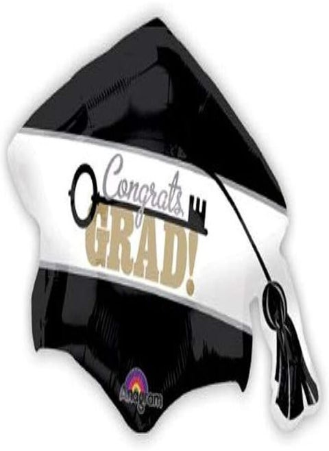 Anagram Key to Success Cap Super Shape Balloon - 2702001, Black & White